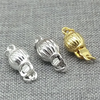 2шт гофрированных шаровидных застежек из стерлингового серебра 925 пробы с позолотой для браслета-ожерелья 6 мм 8 мм