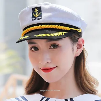 Шляпы капитана яхты для взрослых, косплей, регулируемая мужская и женская шляпа моряка, вышитая капитанская фуражка адмирала морской пехоты